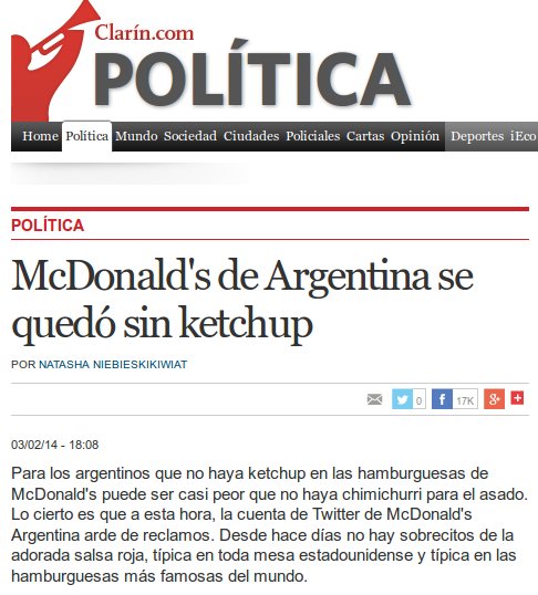 Imagem: Falta ketchup no McDonalds da Argentina